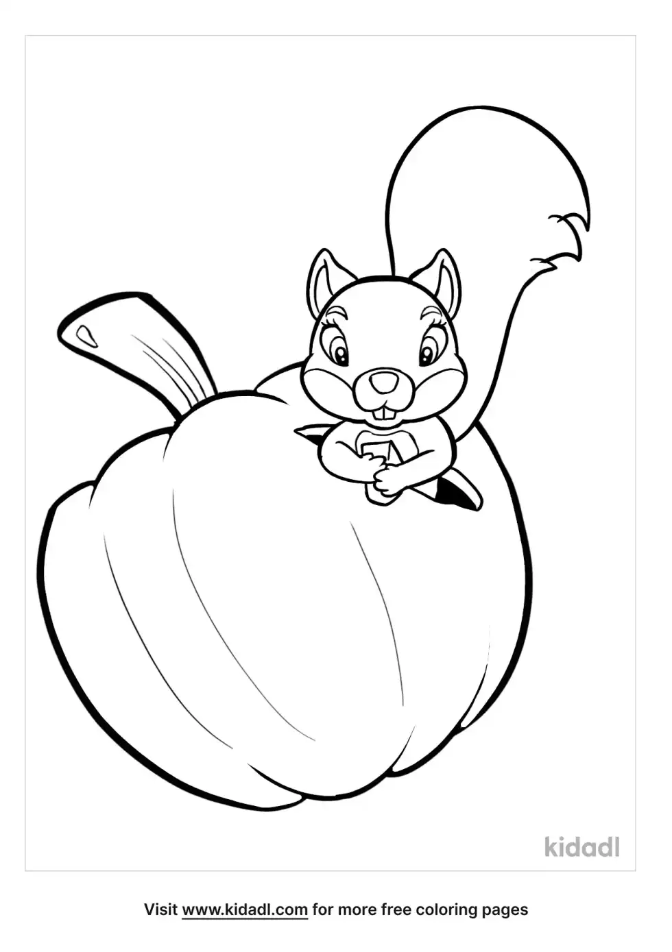 Squirrel Pumpkin Coloring Page