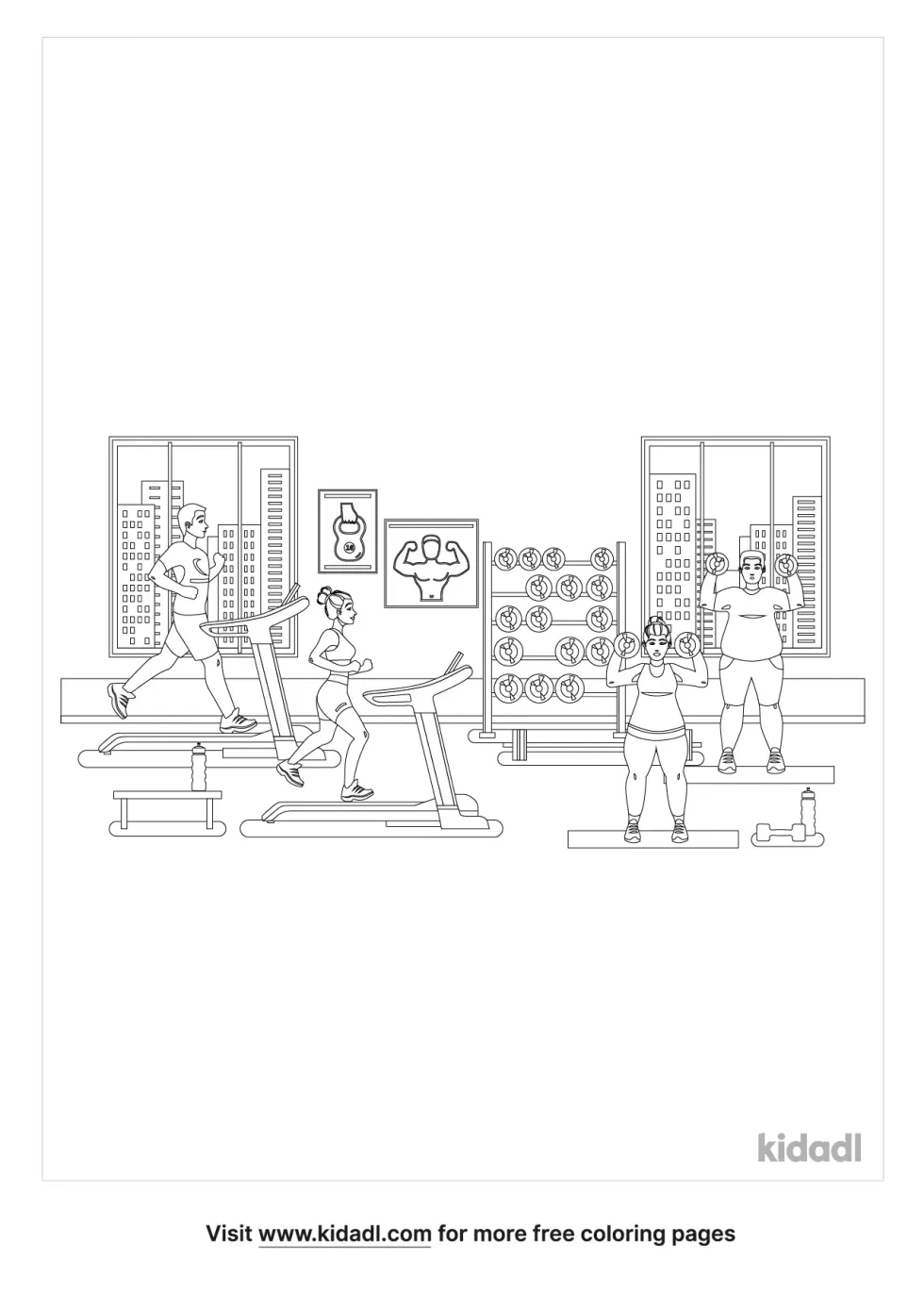 Gym Class Adult Coloring Page