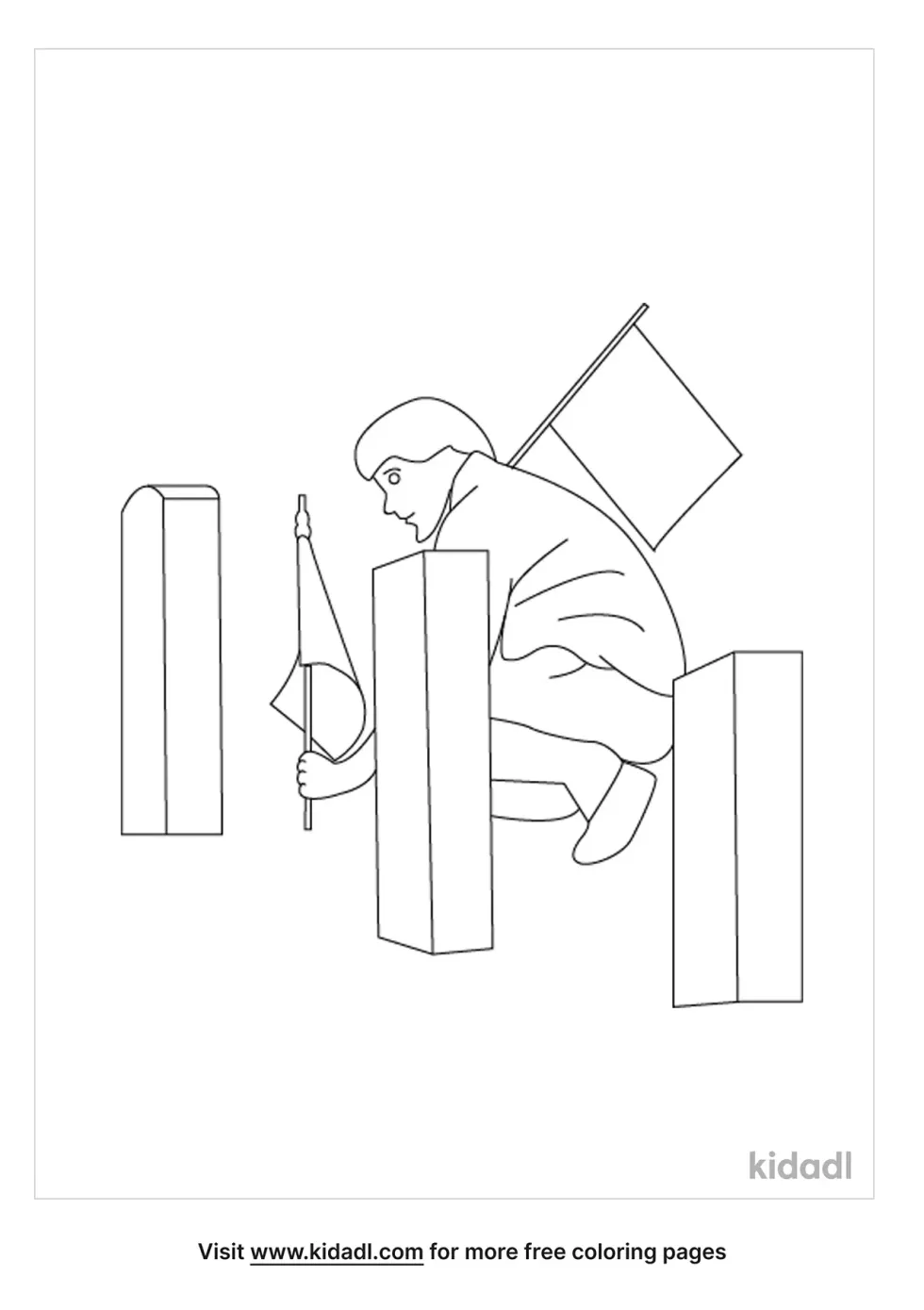The Boy Puts The Flag On Graveyard Coloring Page