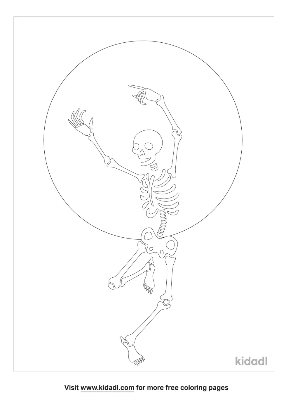 Dancing Skeleton Under Full Moon
