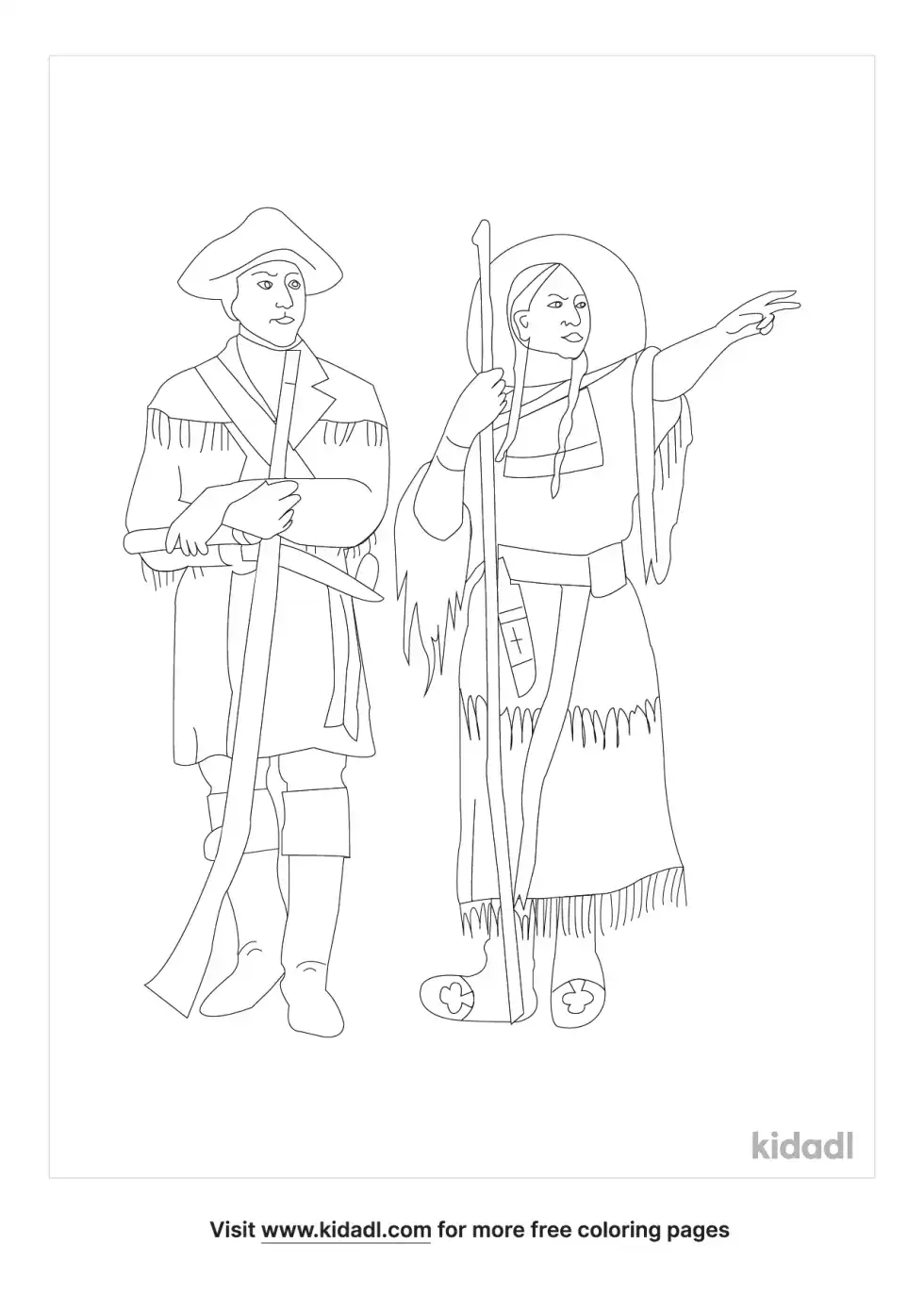 Sacagawea And Husband Coloring Page