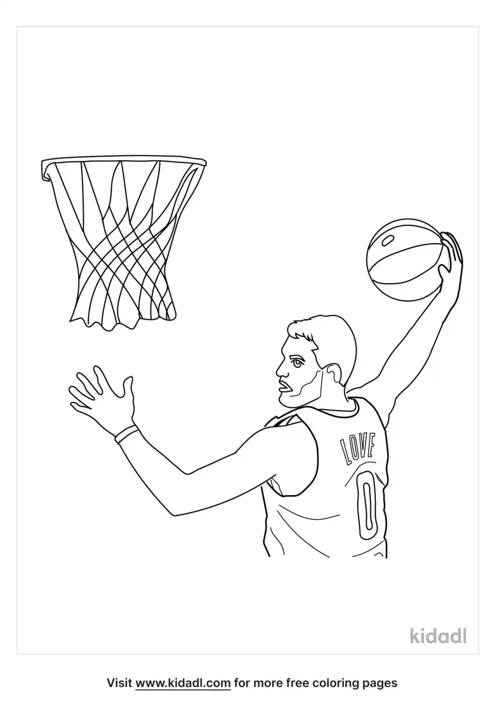 Kevin Love Dunking The Ball Coloring Page
