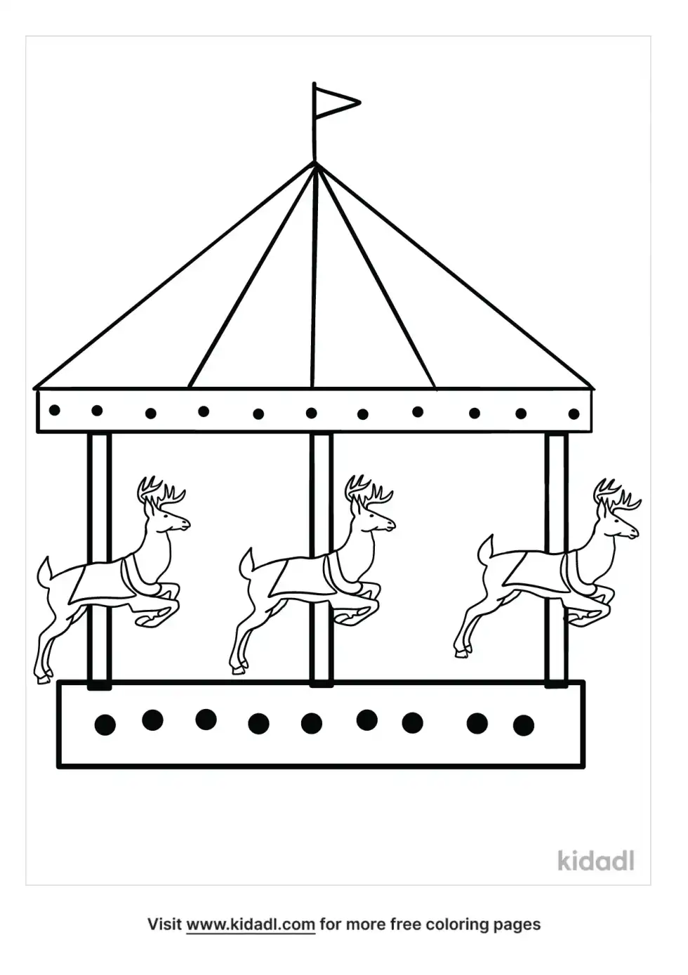 Carousel Reindeer Coloring Page