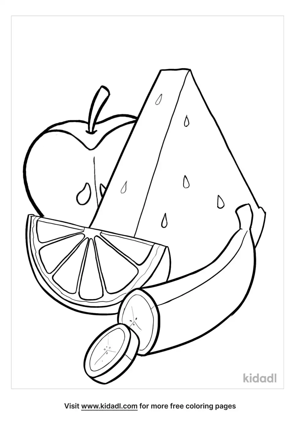 Sliced Fruit Coloring Page