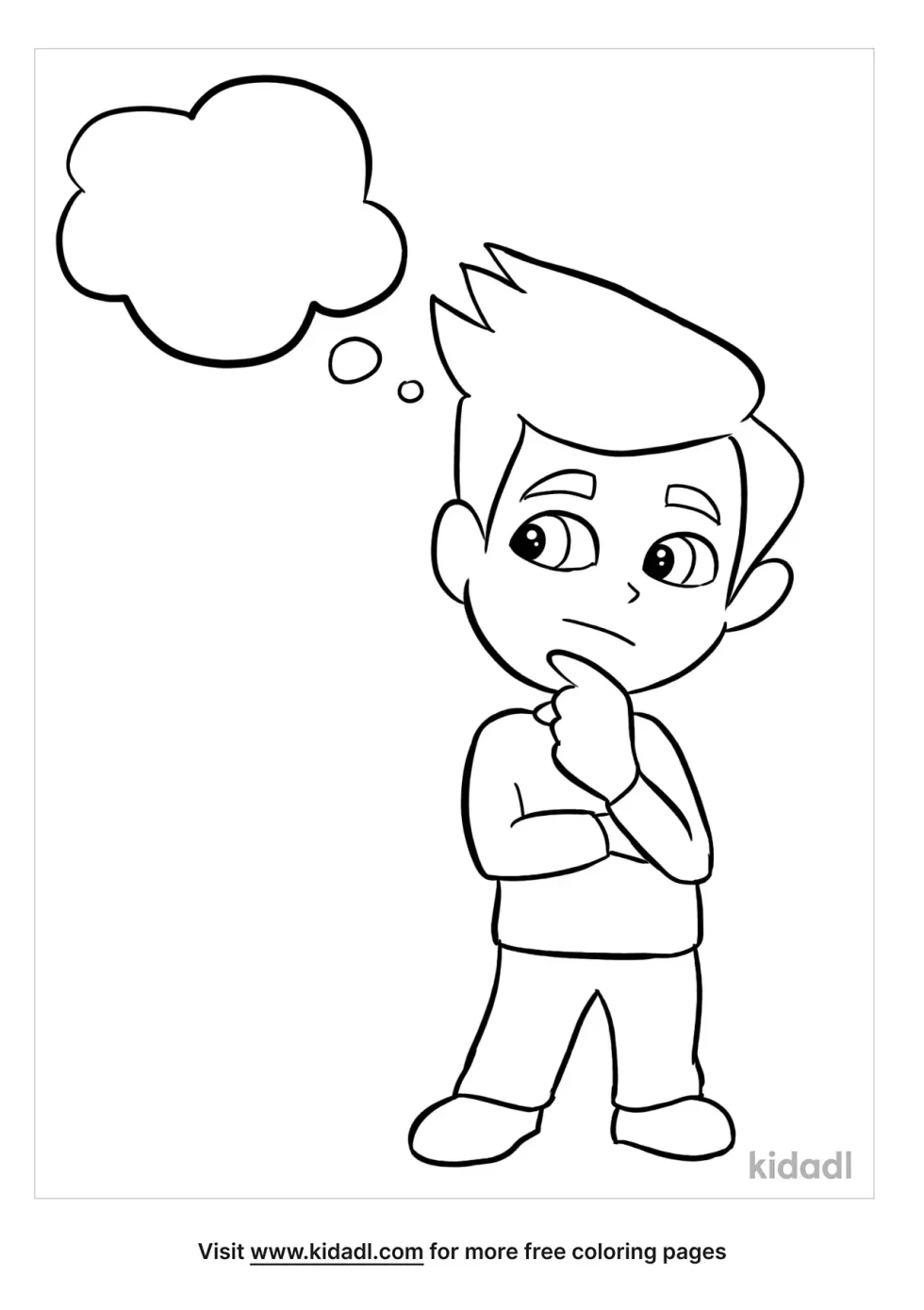 Boy In Thought Bubble Coloring Page