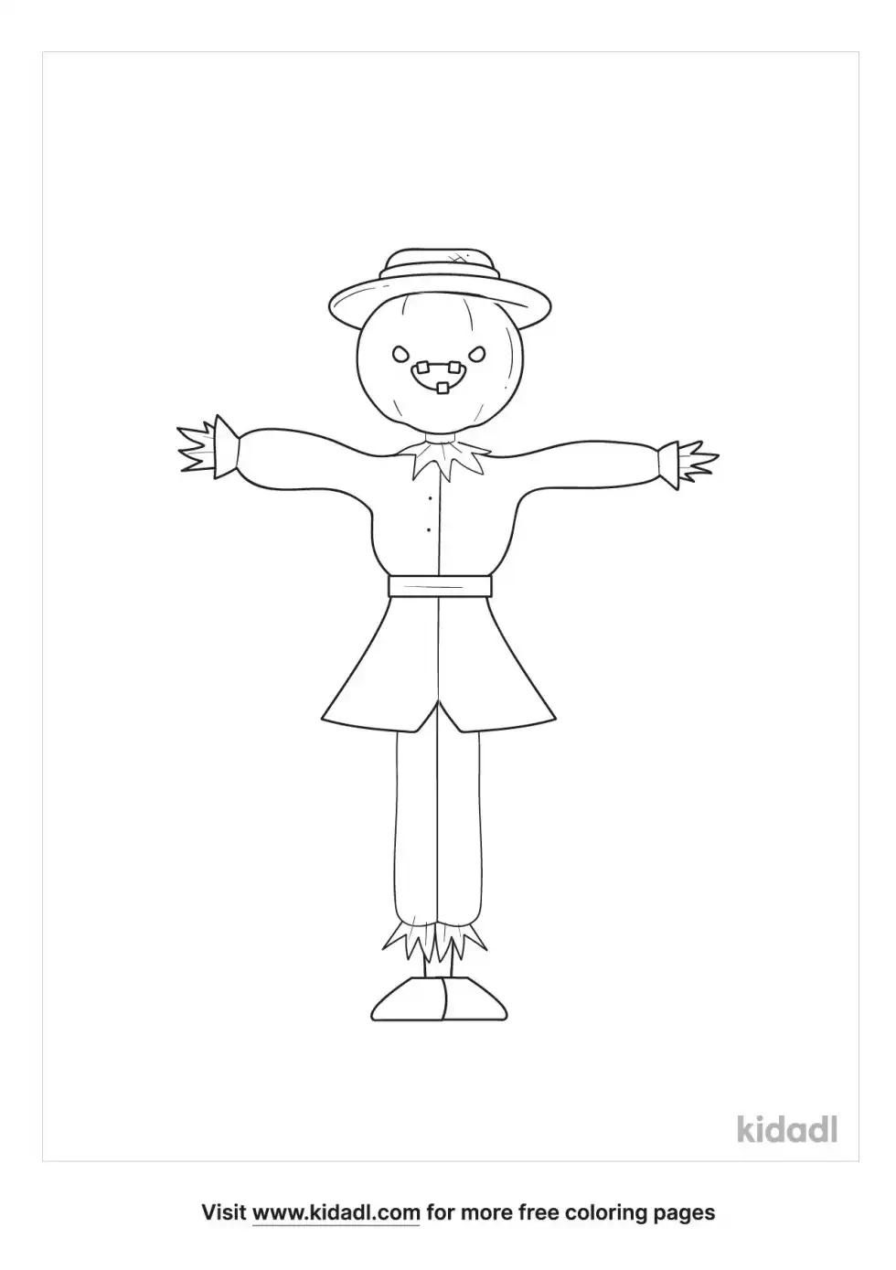 Falling Leaves With Scarecrow Coloring Page