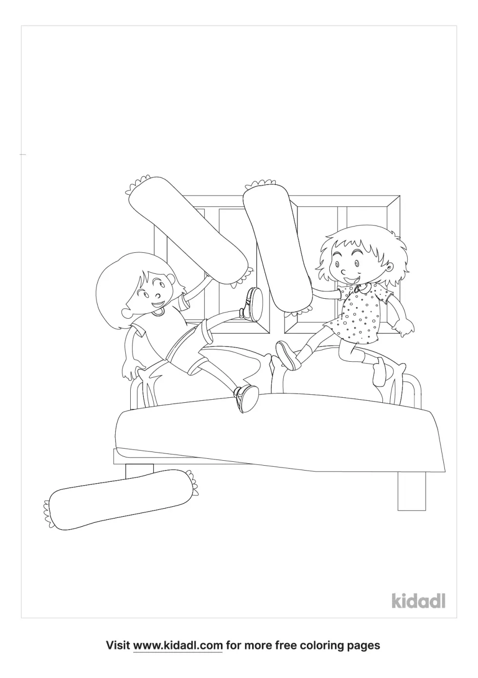 Pillow Fight Coloring Page