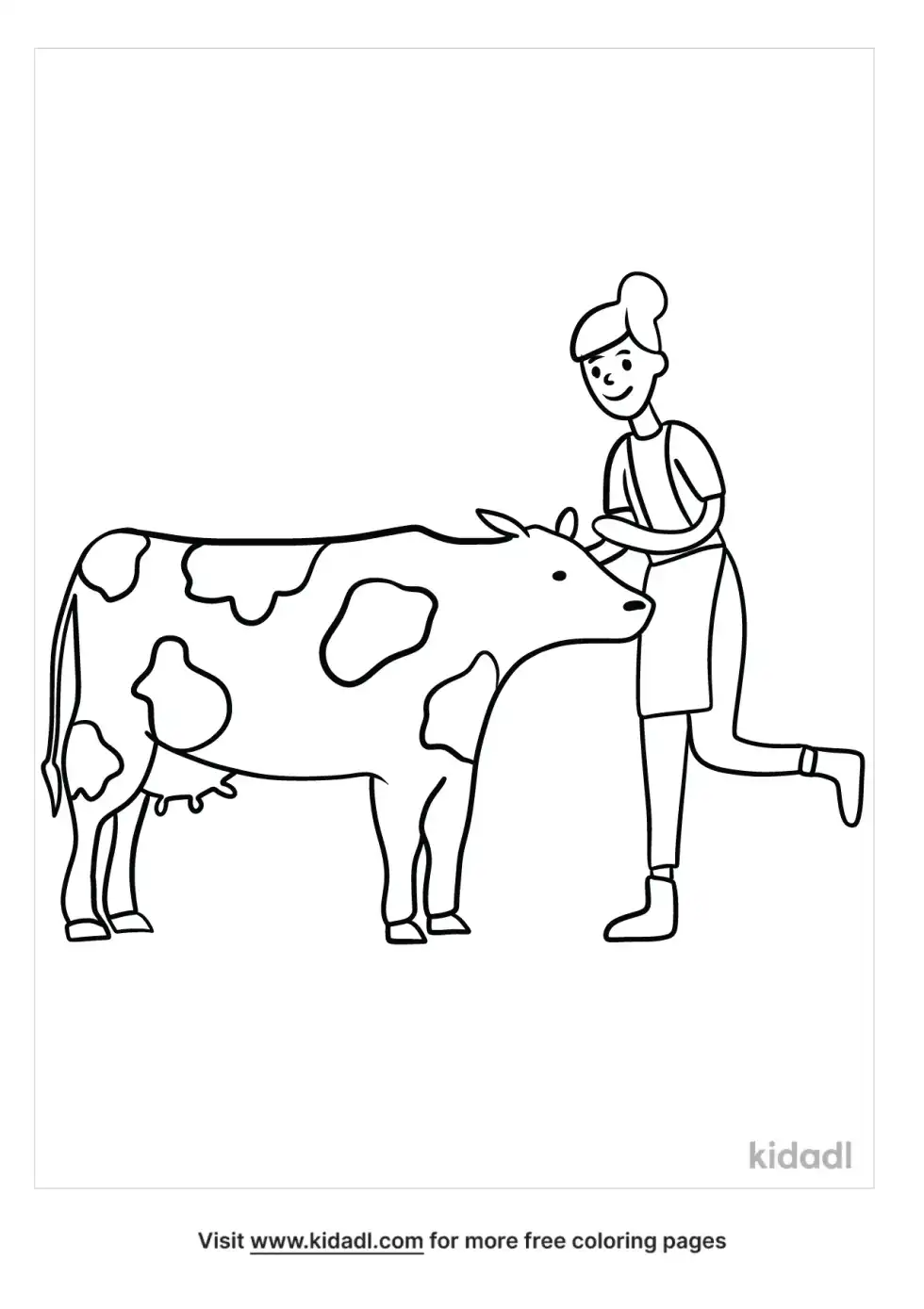 Caring For A Cow Coloring Page