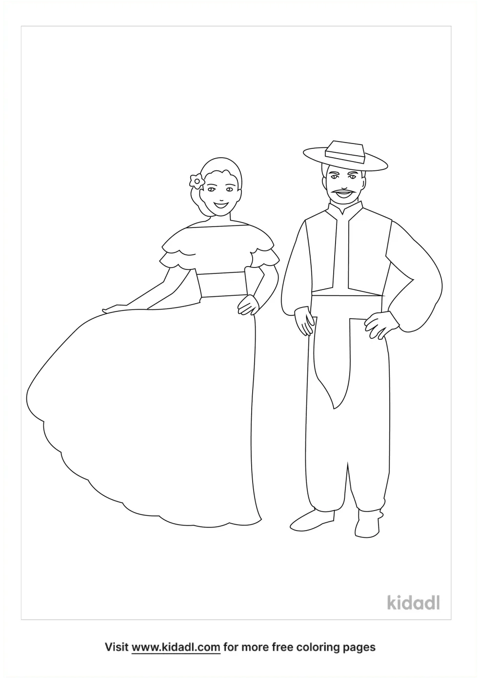 Spanish Man And Lady Coloring Page