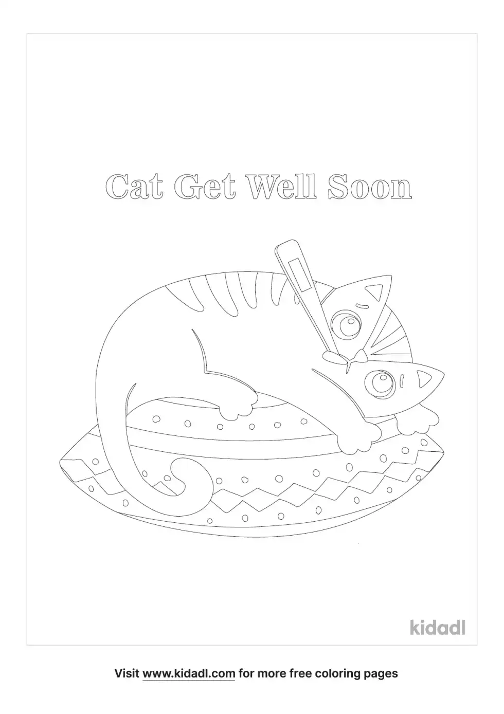 Cat Get Well Soon Coloring Page