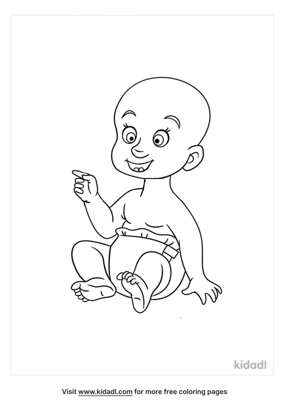 Baby In Diaper Coloring Page