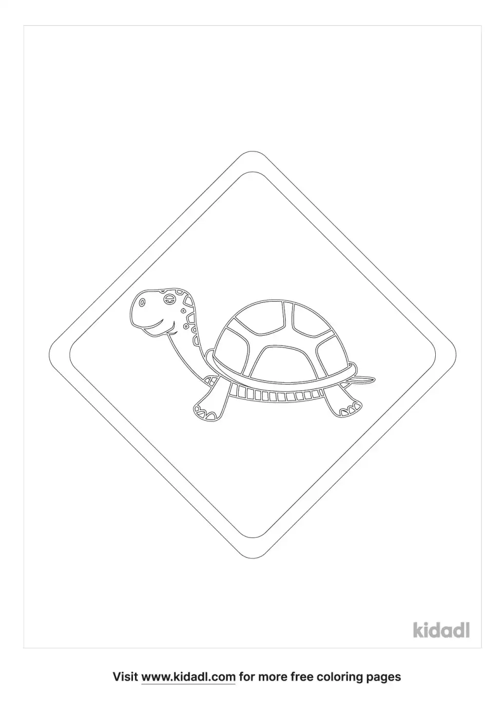 Turtle Crossing Sign Coloring Page