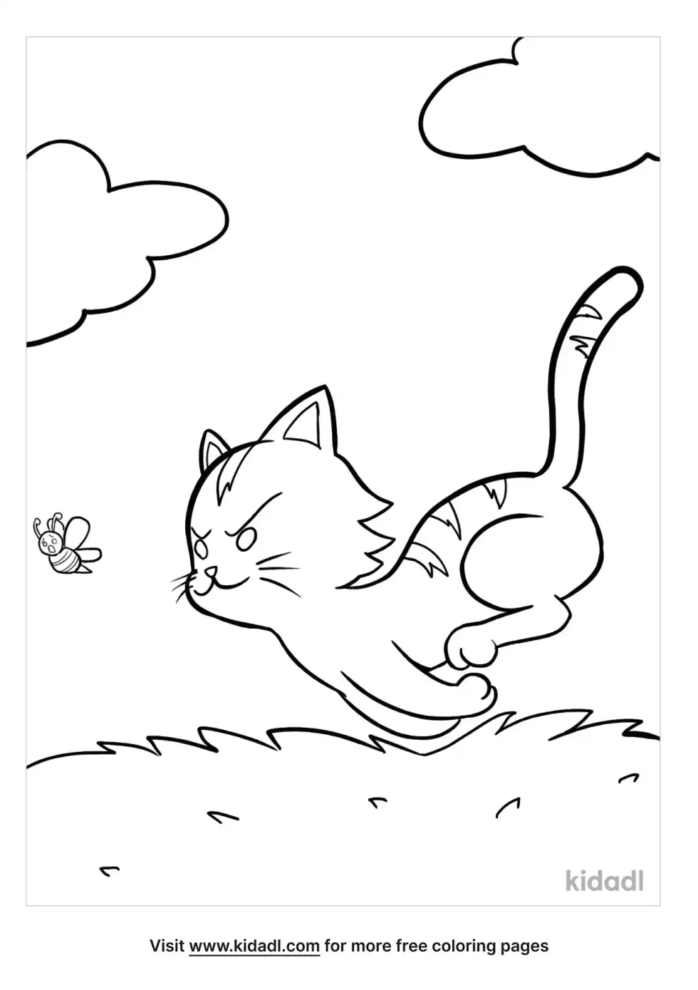 Cat Running Coloring Page