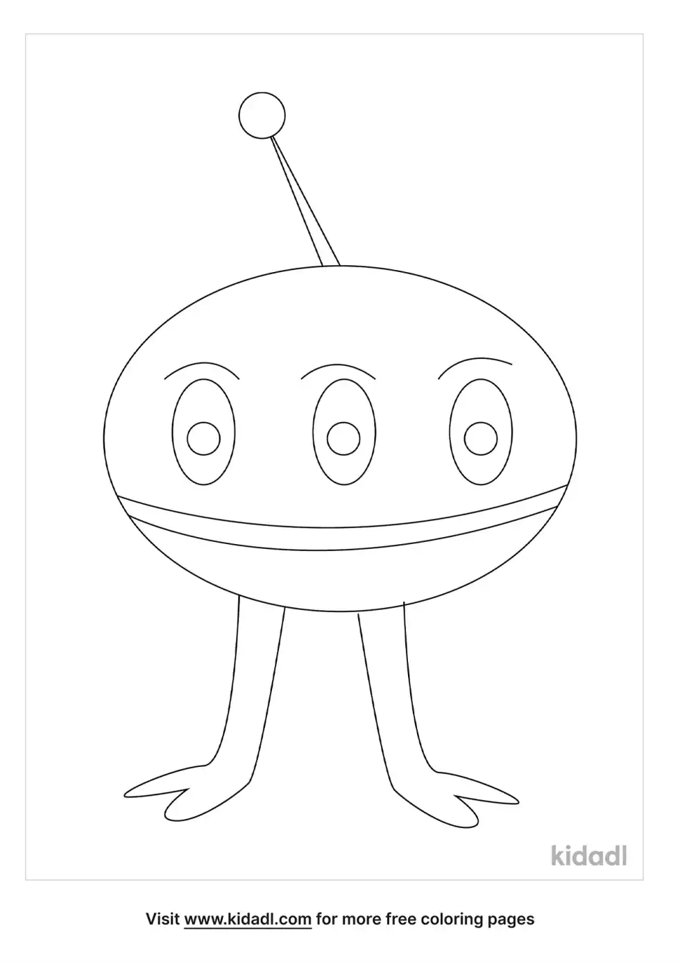 Alien With 3 Eyes And 1 Antennae Coloring Page