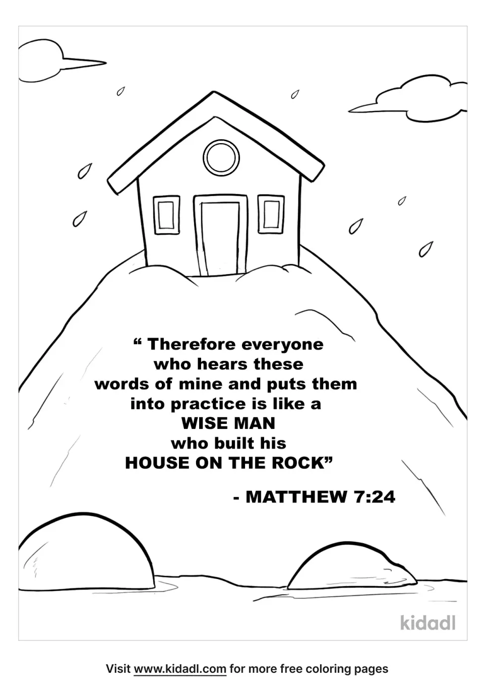 The Wise Man Built His House Upon The Rock Coloring Page