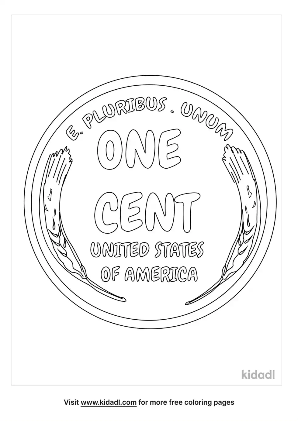 Wheat Penny Coloring Page