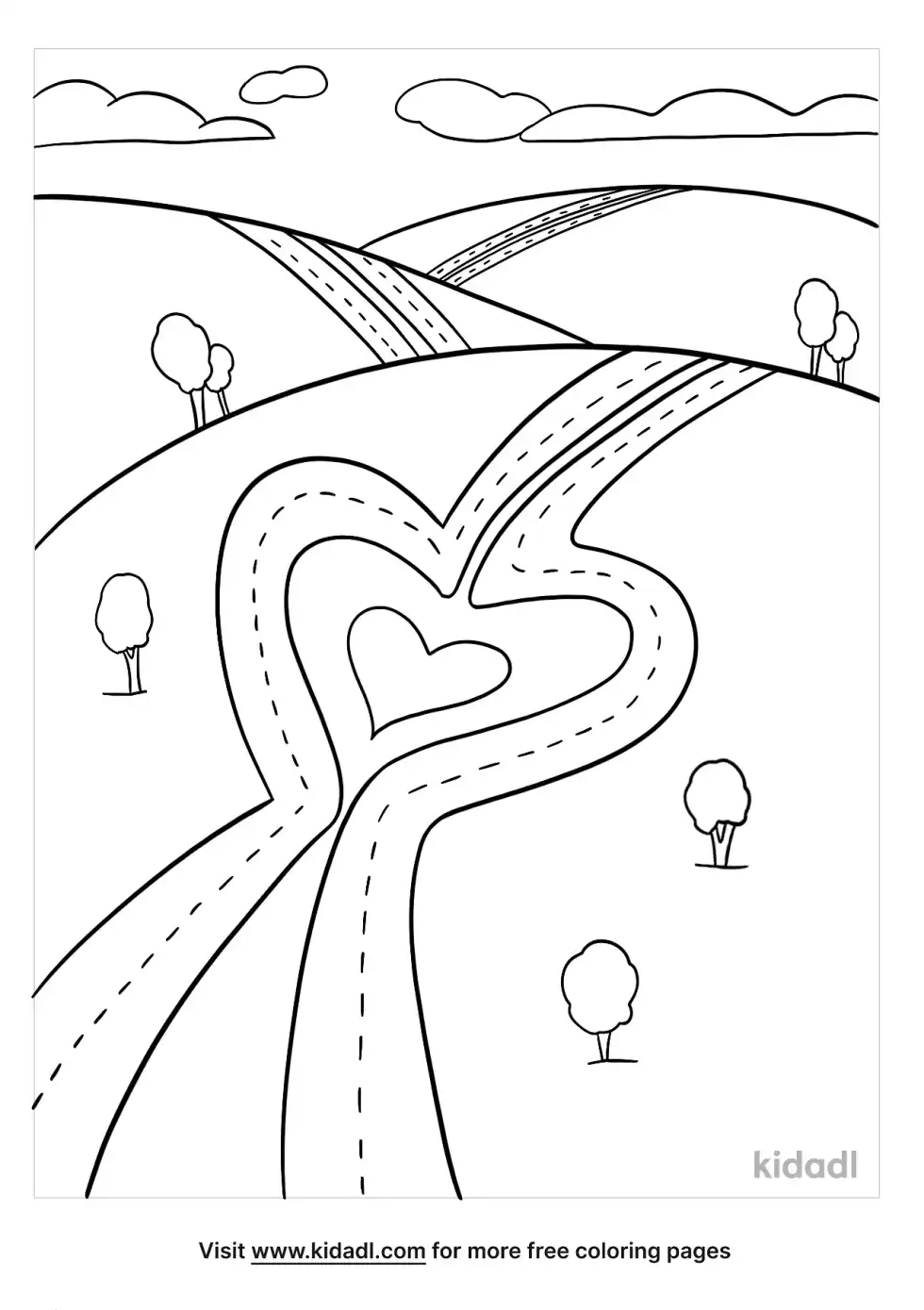 Heart Highway Coloring Page