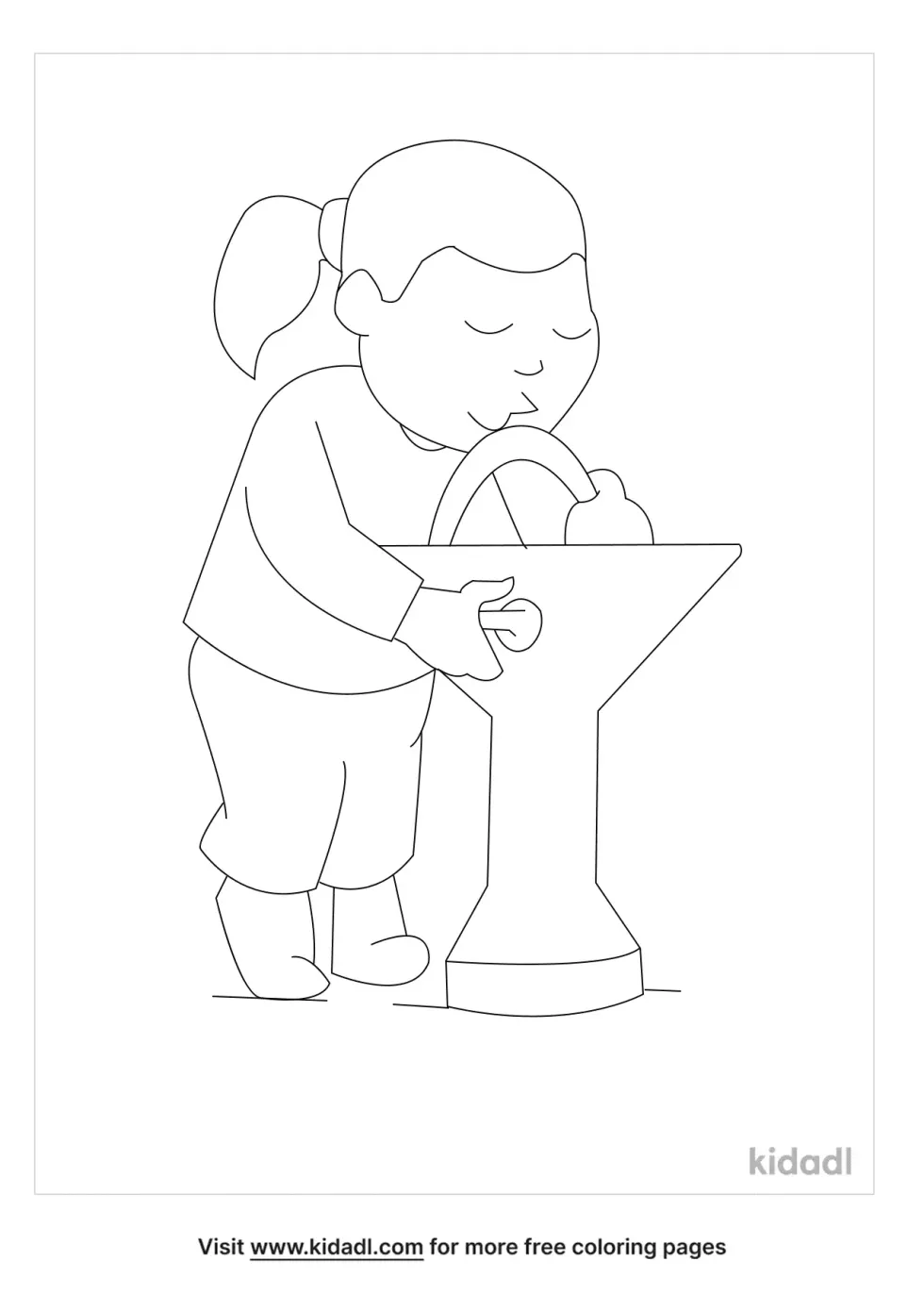 Drink From Water Fountain Coloring Page