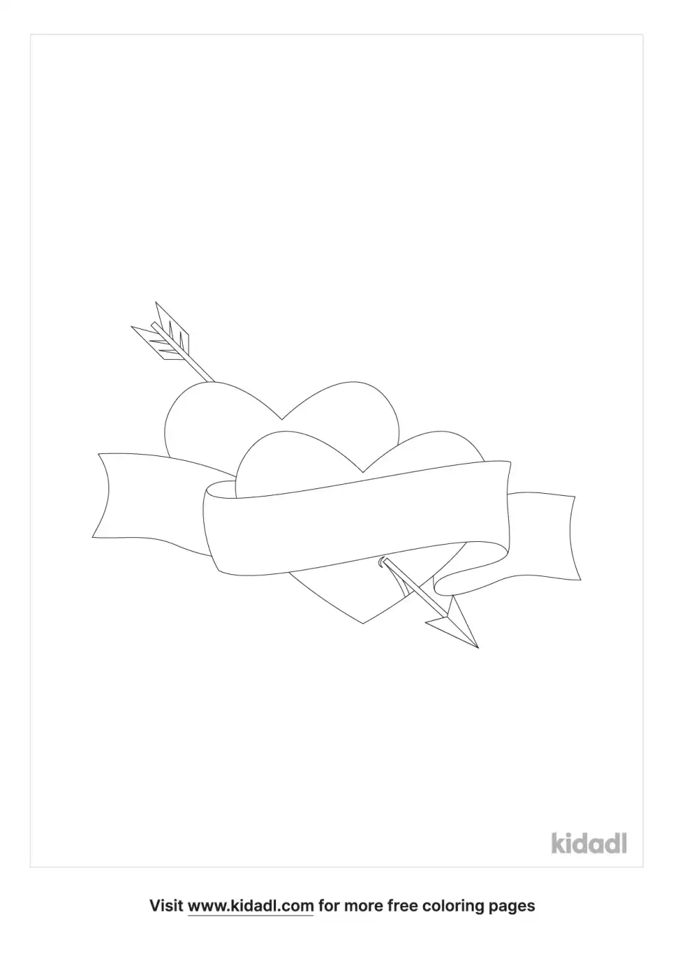 Two Hearts With An Arrow Coloring Page