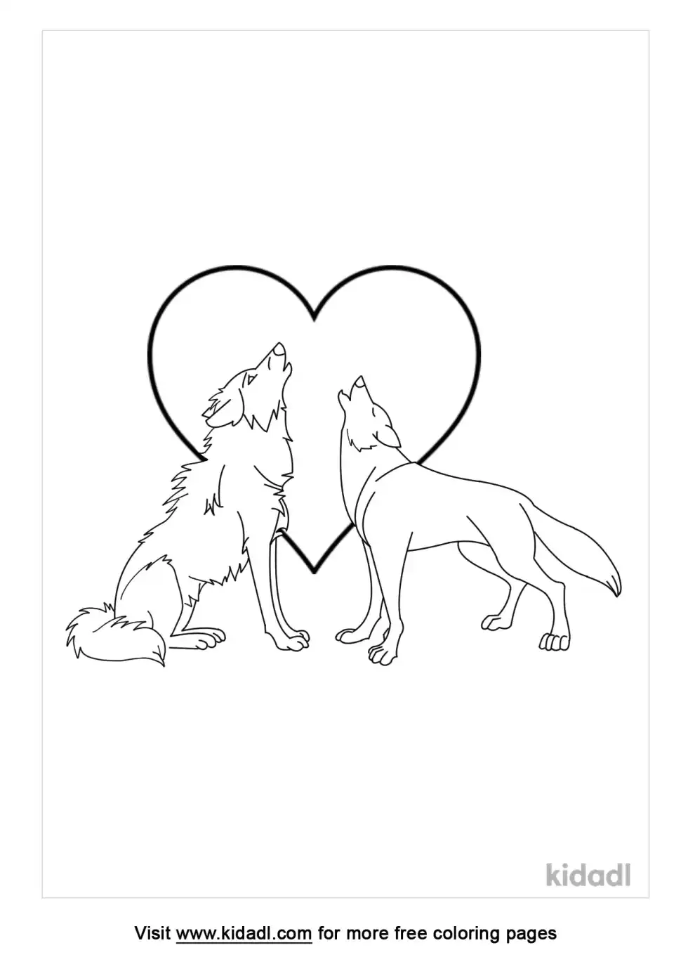 Wolf Valentines Coloring Page