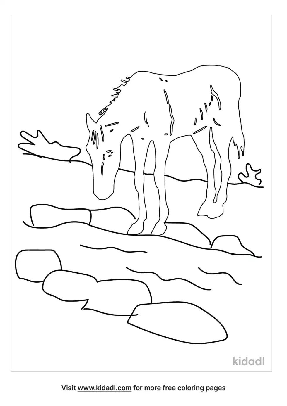 Horse Crossing River Coloring Page