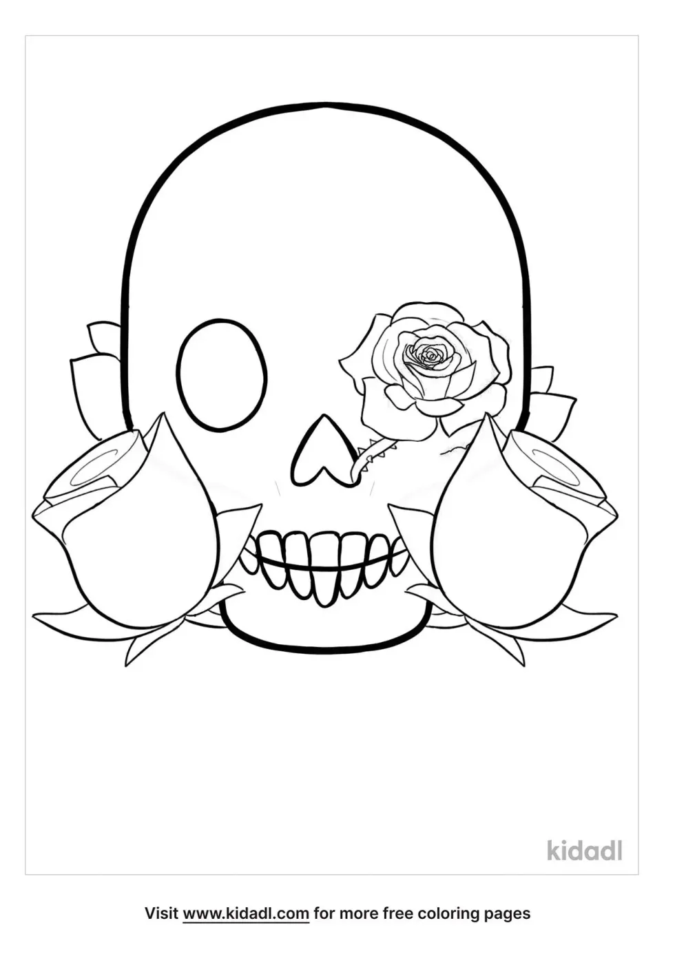 Rose And Skull Coloring Page