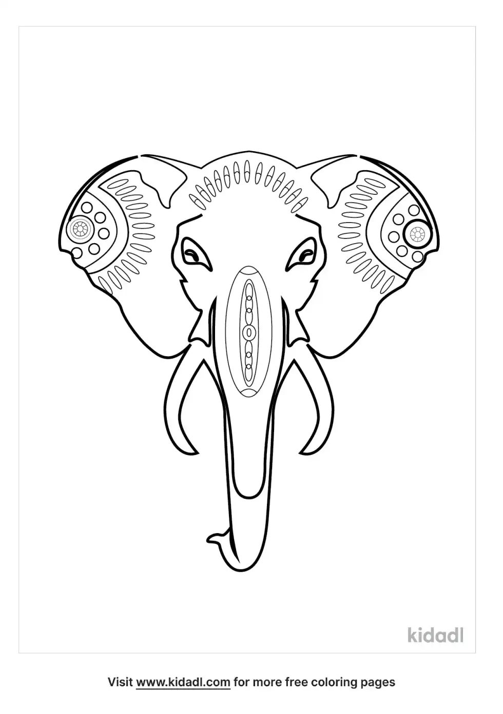Elephant Head Tribval Coloring Page
