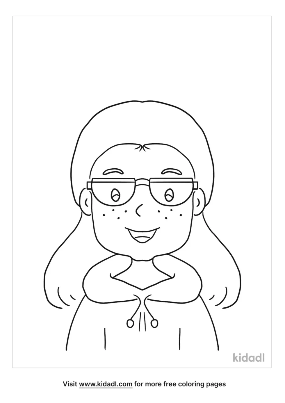 Girls With Glasses And Freckles Coloring Page