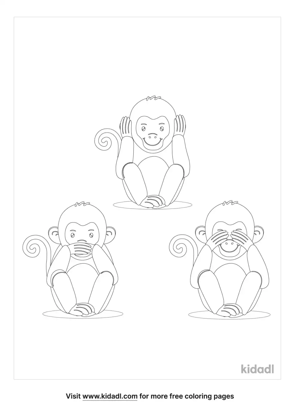 Hear, See, Speak No Evil Coloring Page