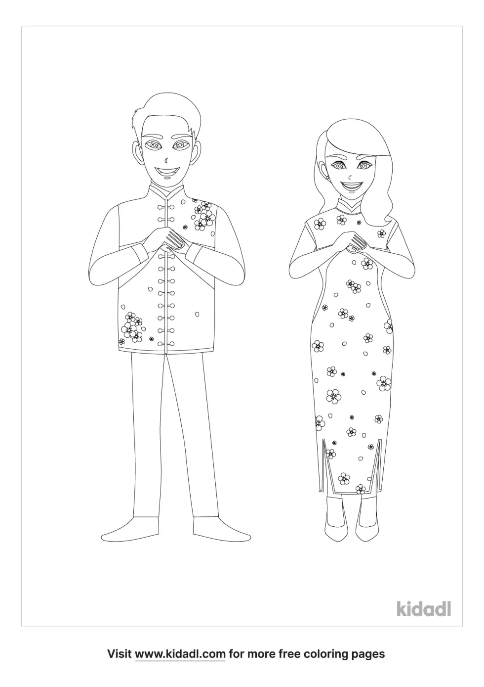 Cheongsam Coloring Page