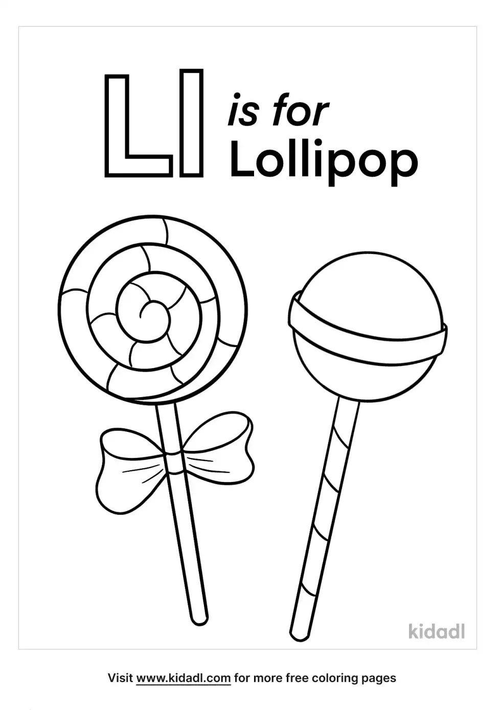 L Is For Lollipop Coloring Page