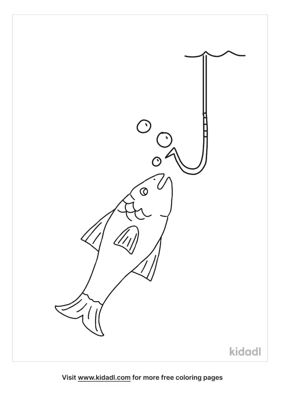 Fish Hooked Coloring Page