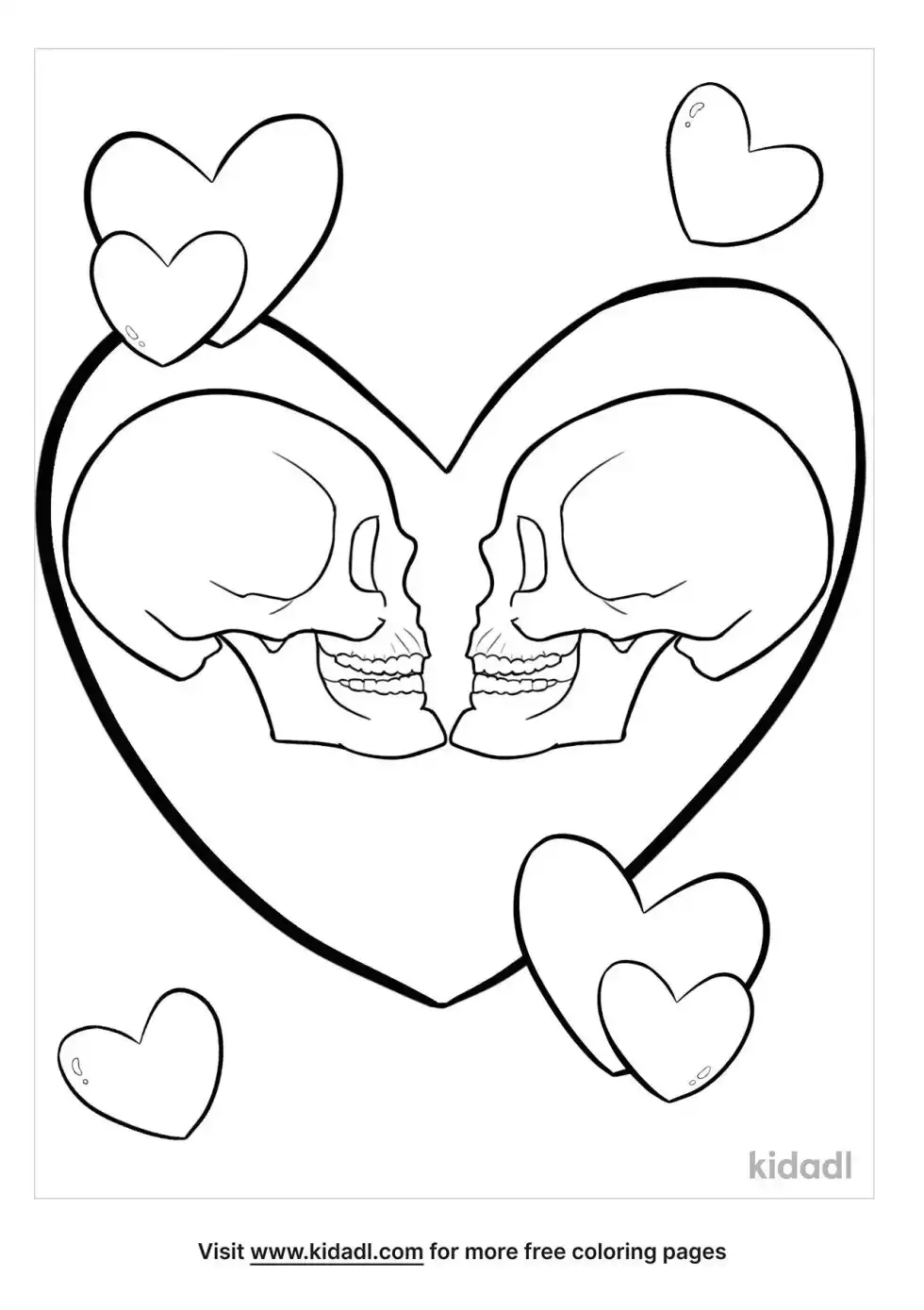 Skull And Heart Coloring Page