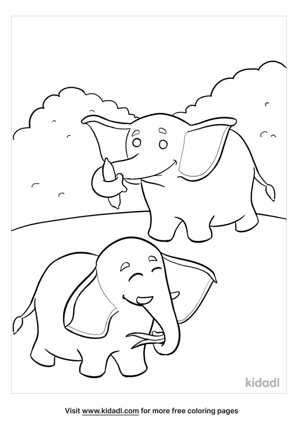 Elephants Eating Coloring Page