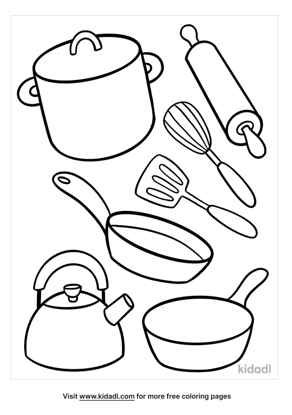 Cooking Utensils Coloring Page