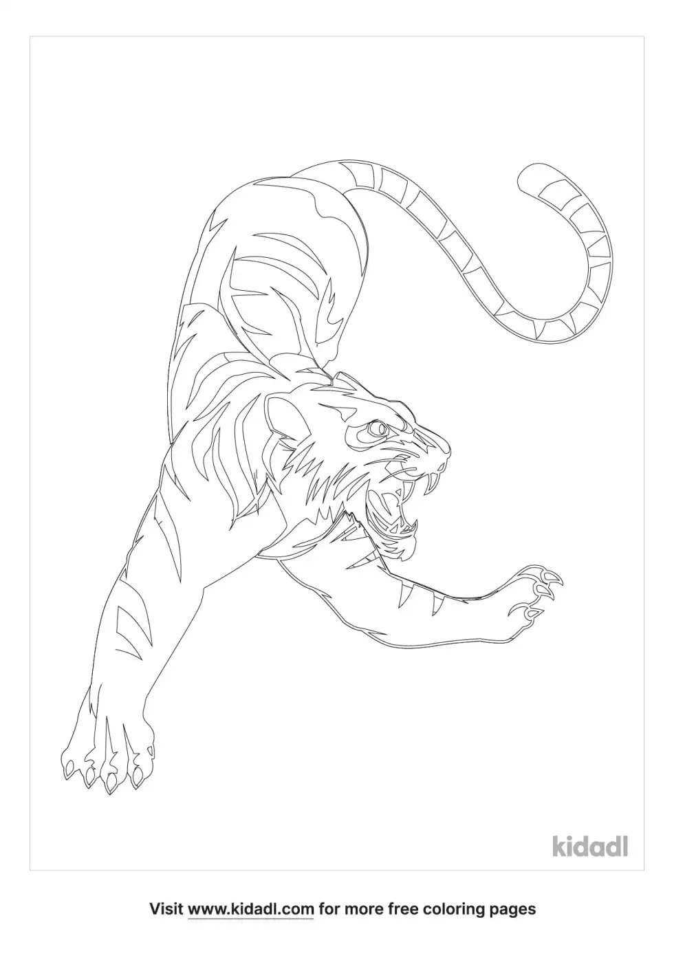 Tiger Leaping Coloring Page