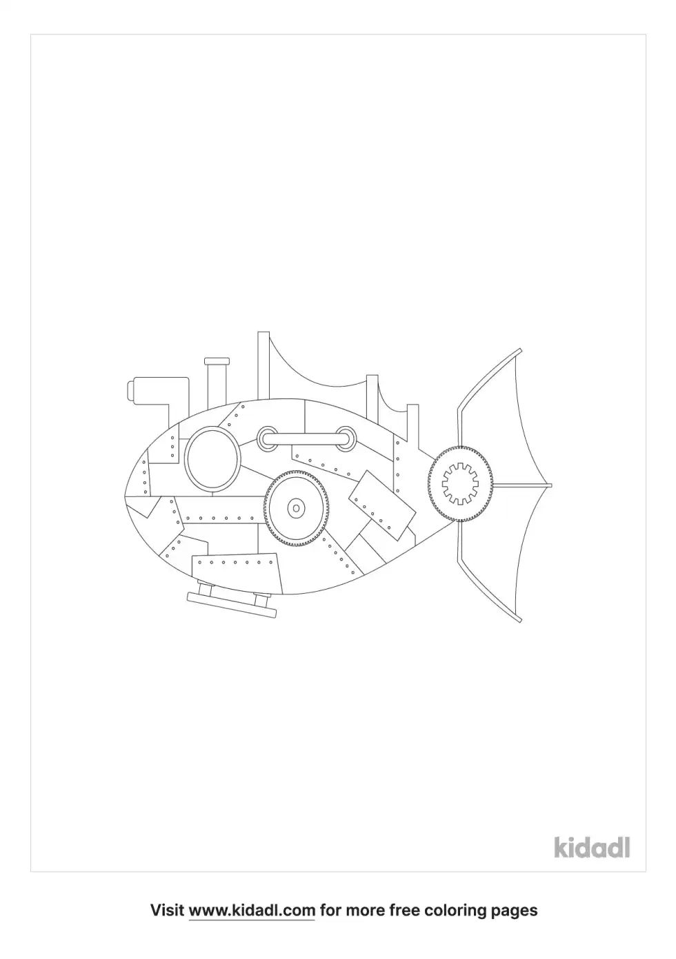 Steampunk Fish Coloring Page