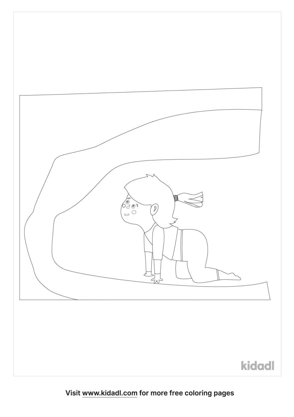 Girl Crawling In Cave Coloring Page