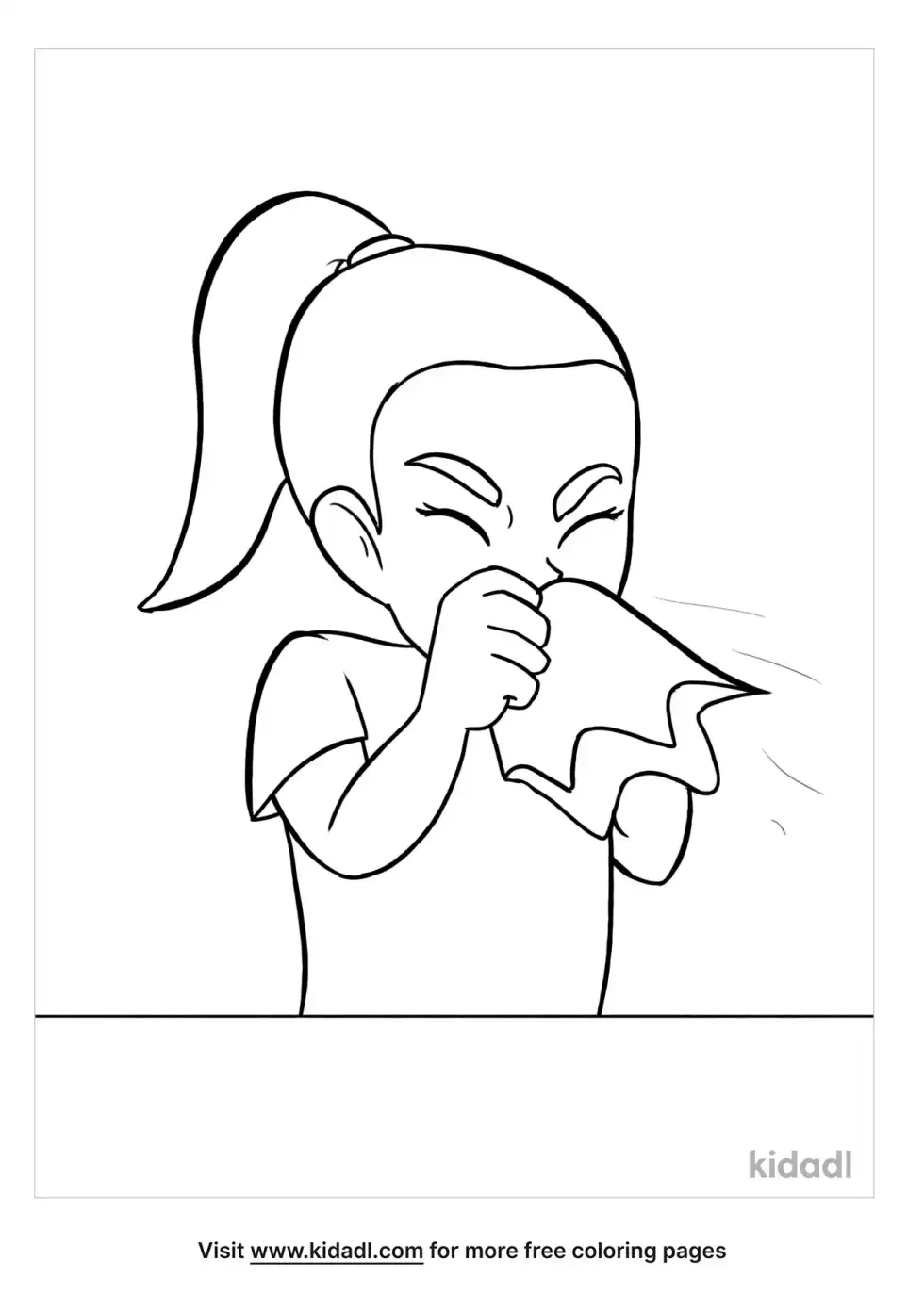 Girl Blowing Nose Coloring Page