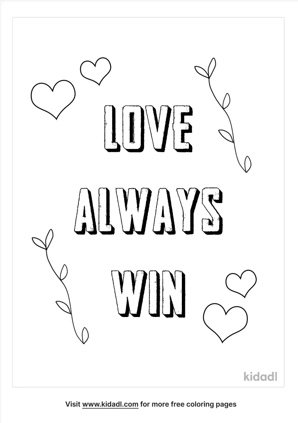 Love Always Win Coloring Page