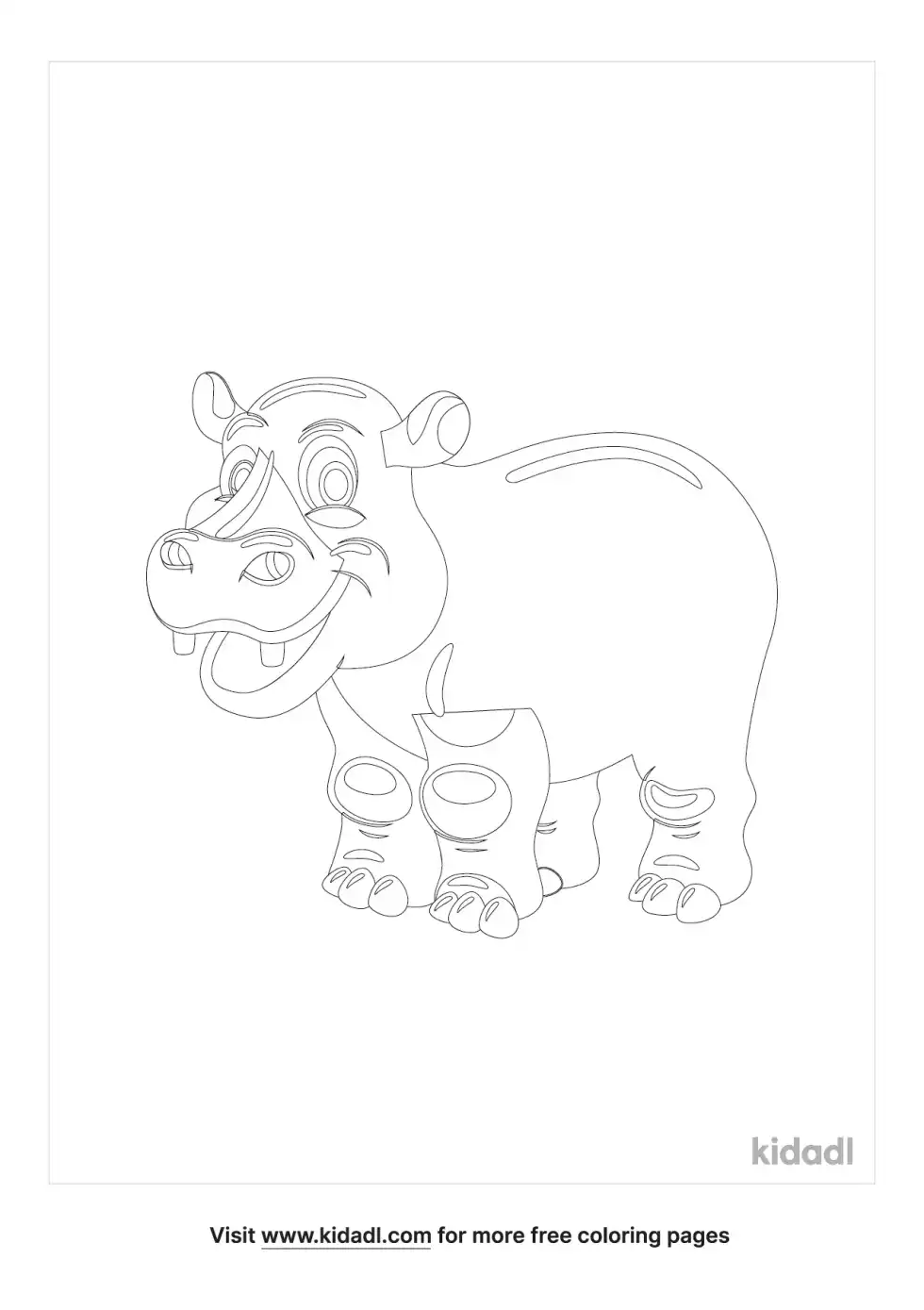 Cute Hippo Coloring Page