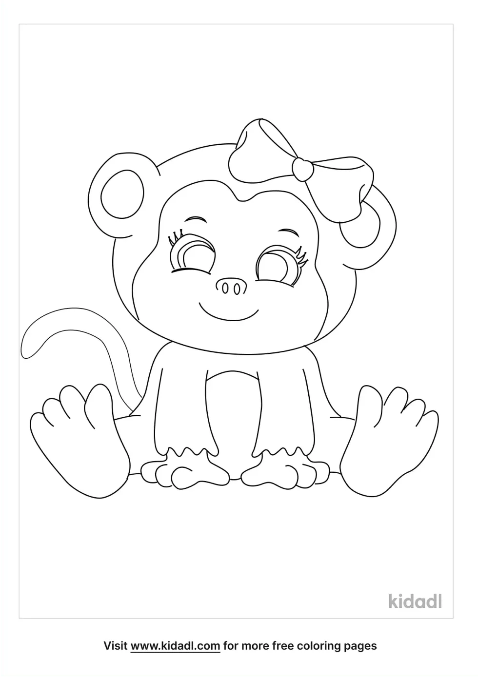 Girl Monkey Coloring Page