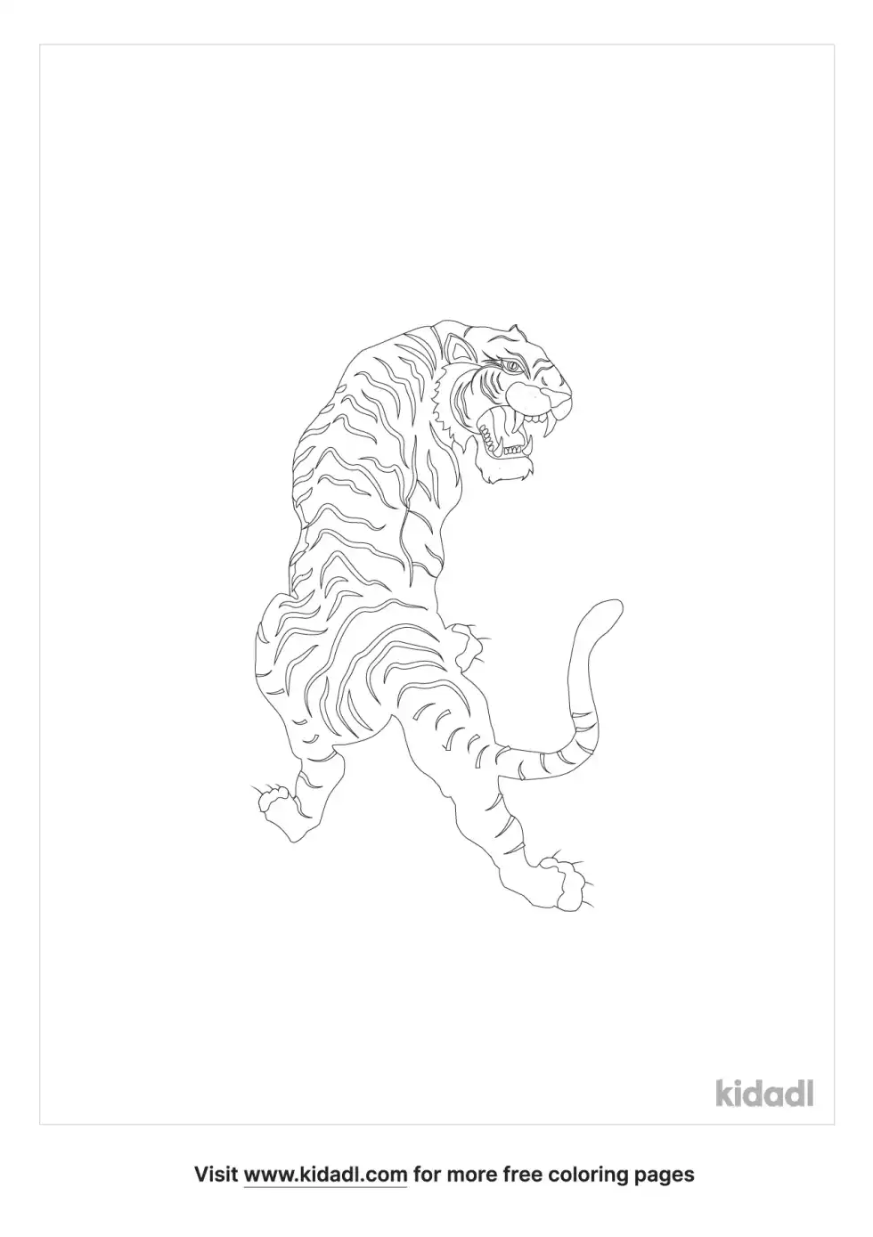 Tiger Growling Coloring Page