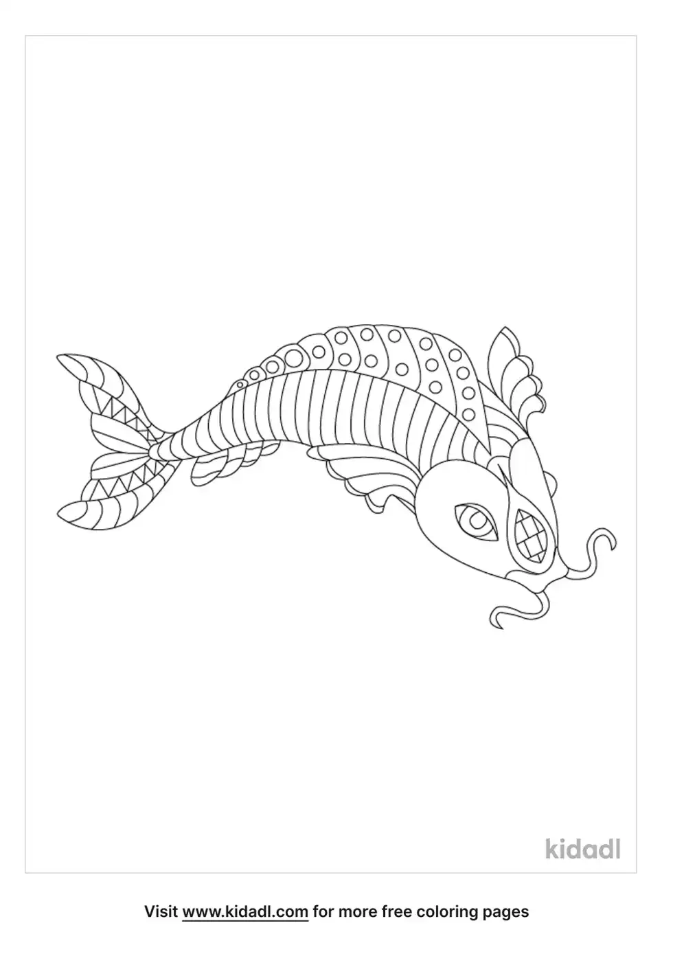 Detailed Chinese Fish Coloring Page