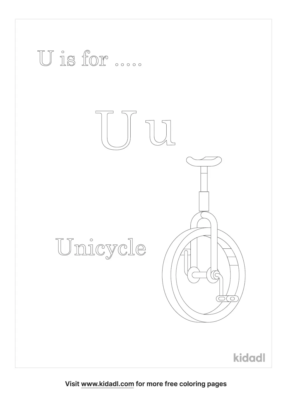 U Is For Unicycle Coloring Page