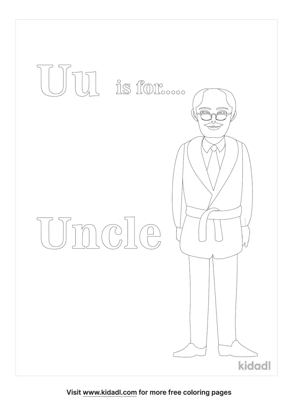Uncle For Letter U Coloring Page