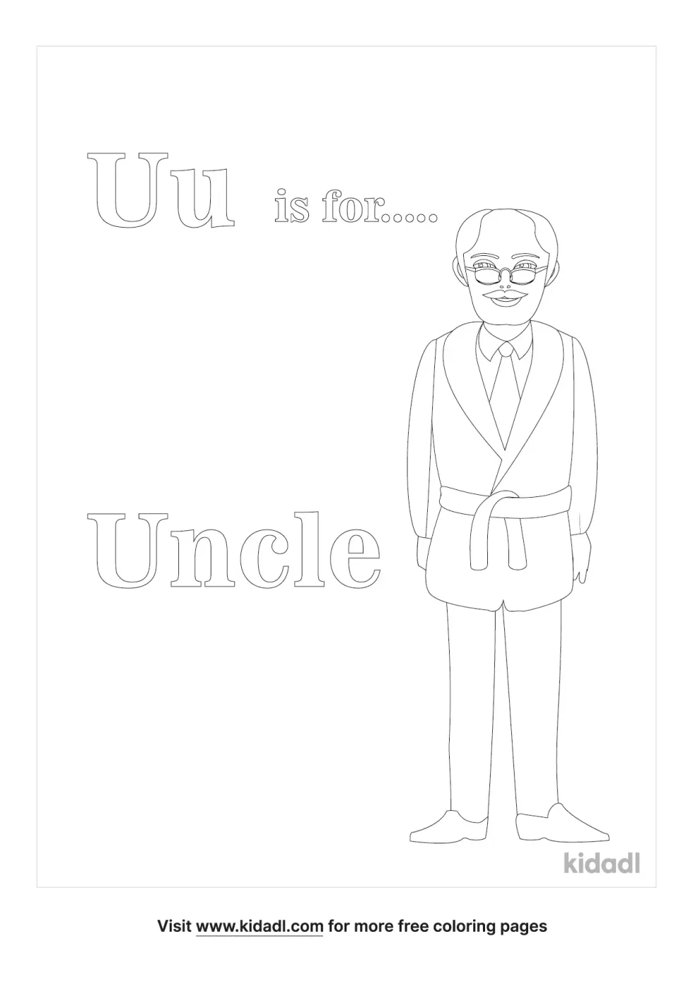 Uncle For Letter U Coloring Page