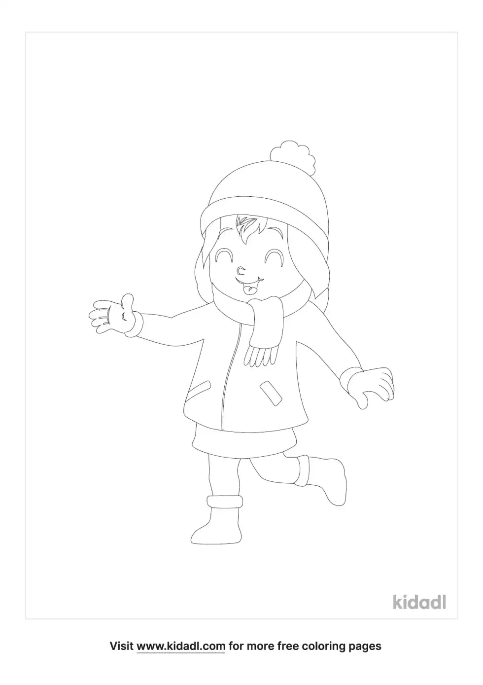 Girl With Jacket Coloring Page