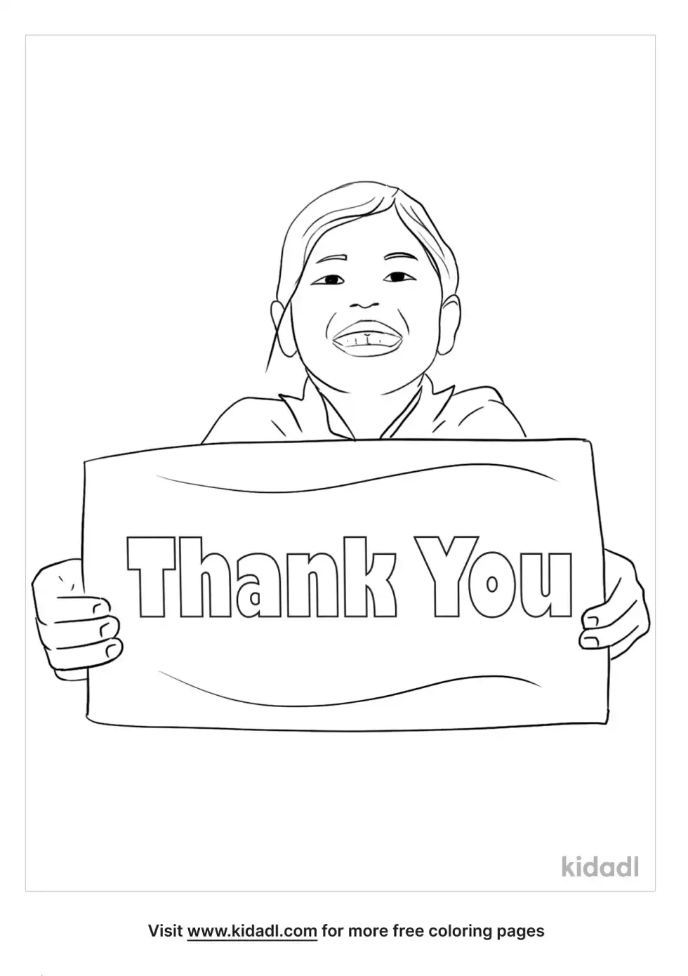 Child Holding Up Sign Coloring Page