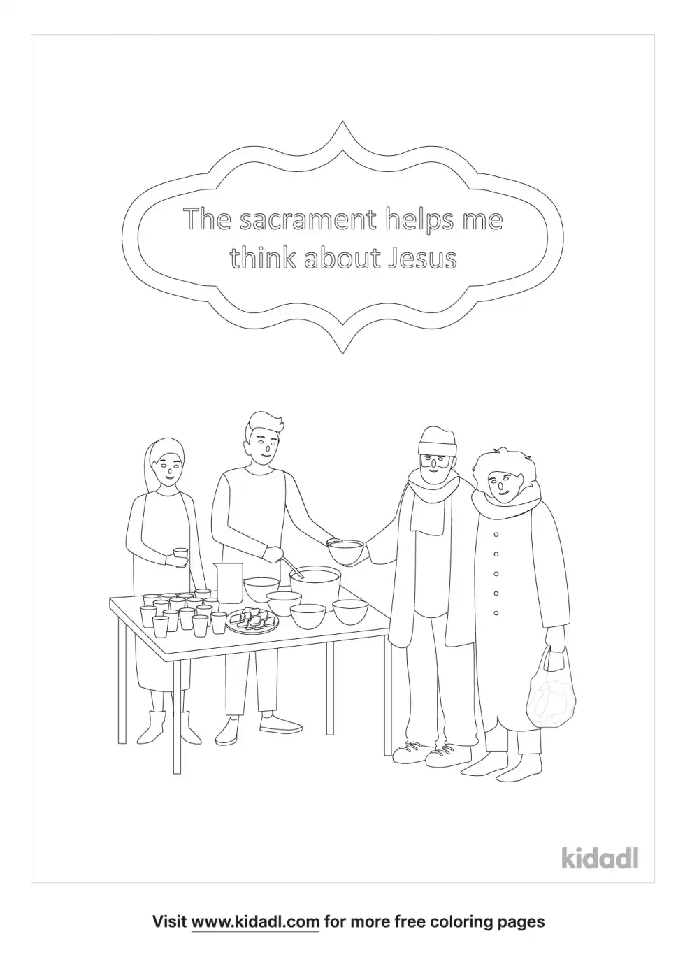 The Sacrament Helps Me Think About Jesus Coloring Page